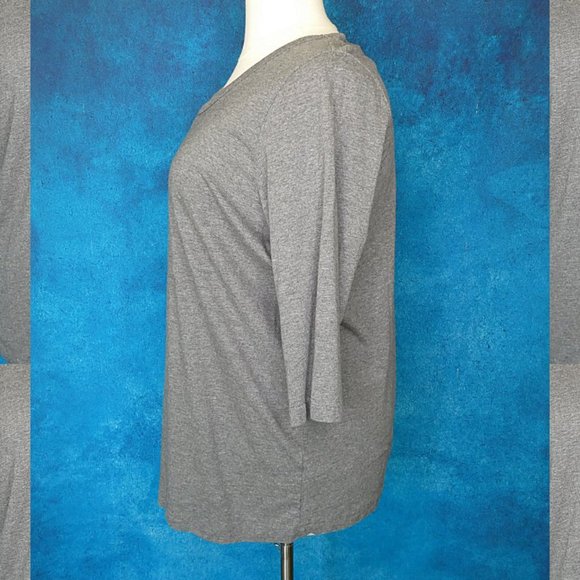 Woman Within Gray Three Quarter Sleeve Tee 22/24 - Picture 4 of 8